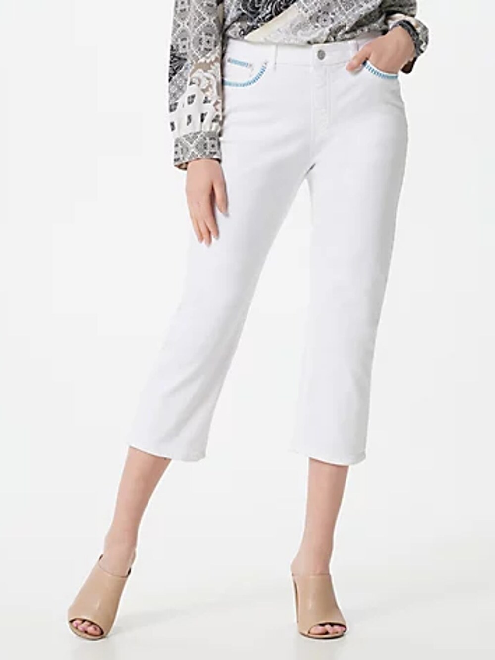 Denim & Co. Easy Stretch Denim Cropped Slim Straight Jeans Women's 20